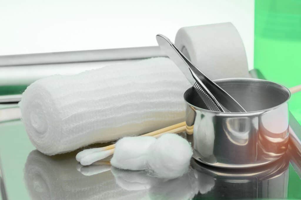 gauze and other supplies for extremity wound care