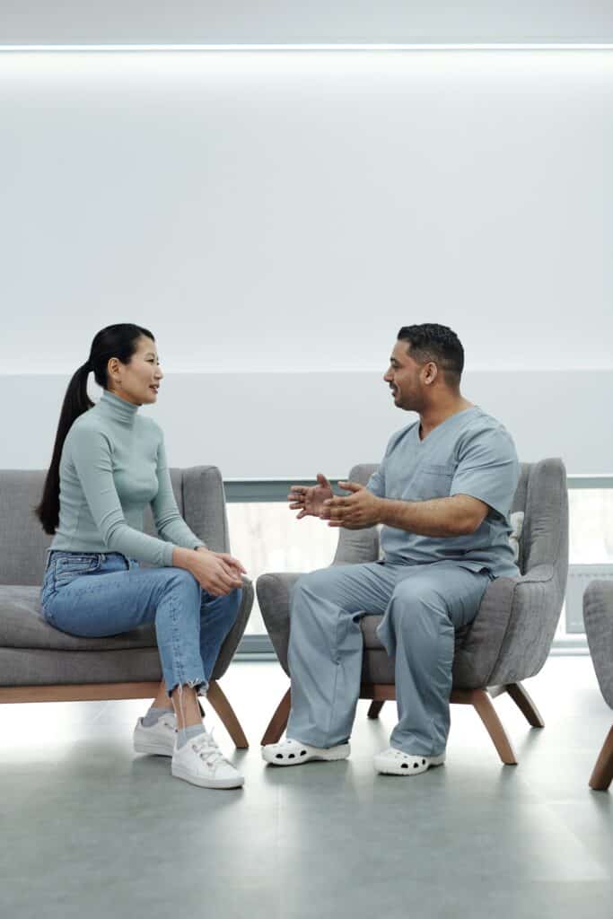 Patient and their doctor having a conversation.