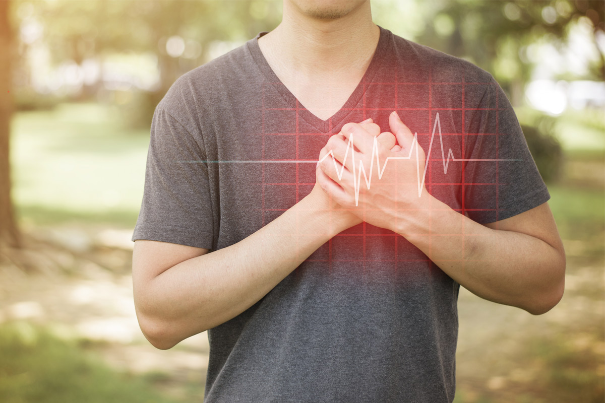 man having chest pain