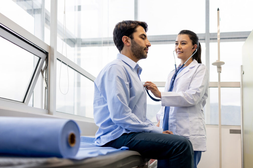 doctor checking patient in a clinic