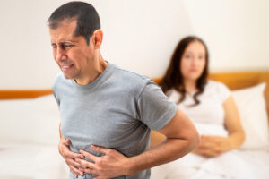 man having chest pain