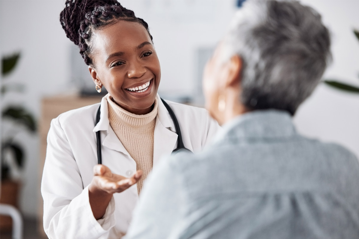 doctor talking to her patient. 