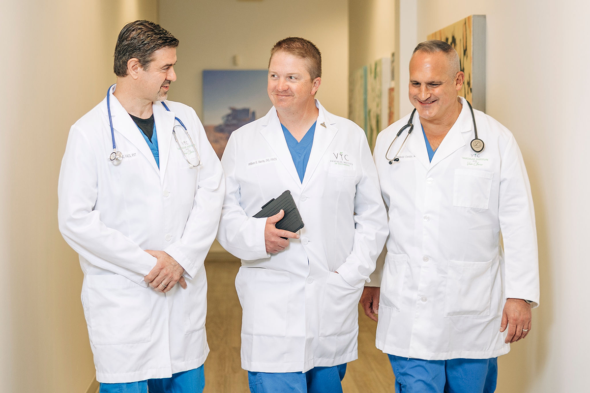 Group of doctors having a discussion in the hall